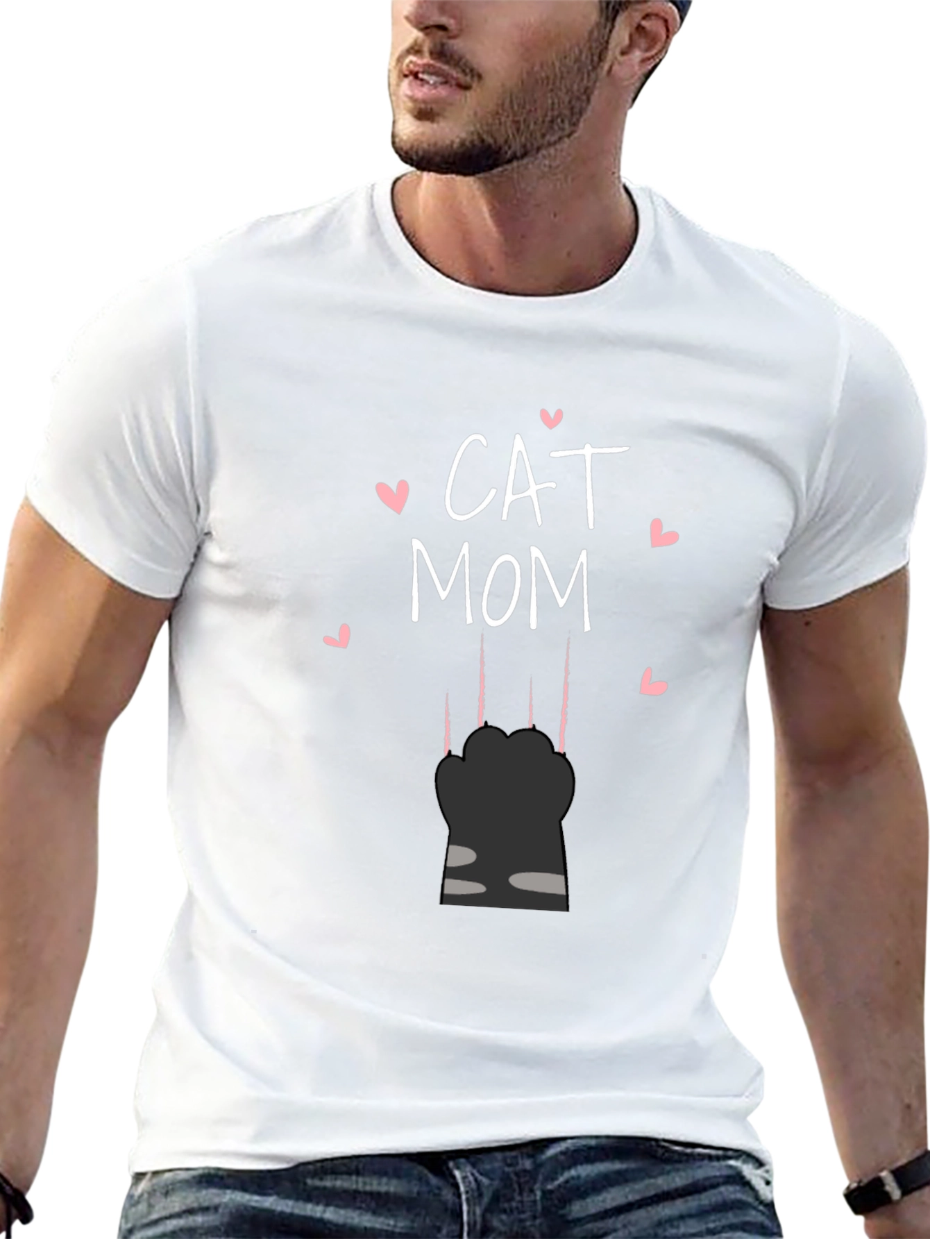 Cat Mom T-Shirt - Black Tee with Cute Design