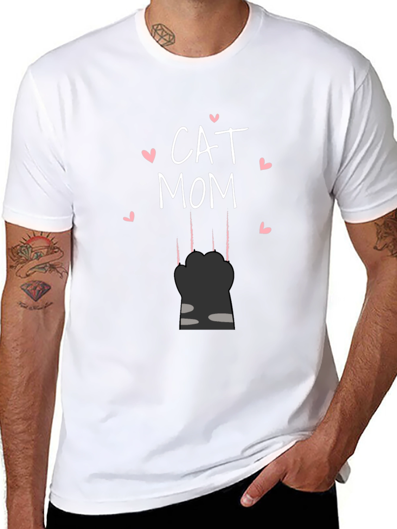 Cat Mom T-Shirt - Black Tee with Cute Design