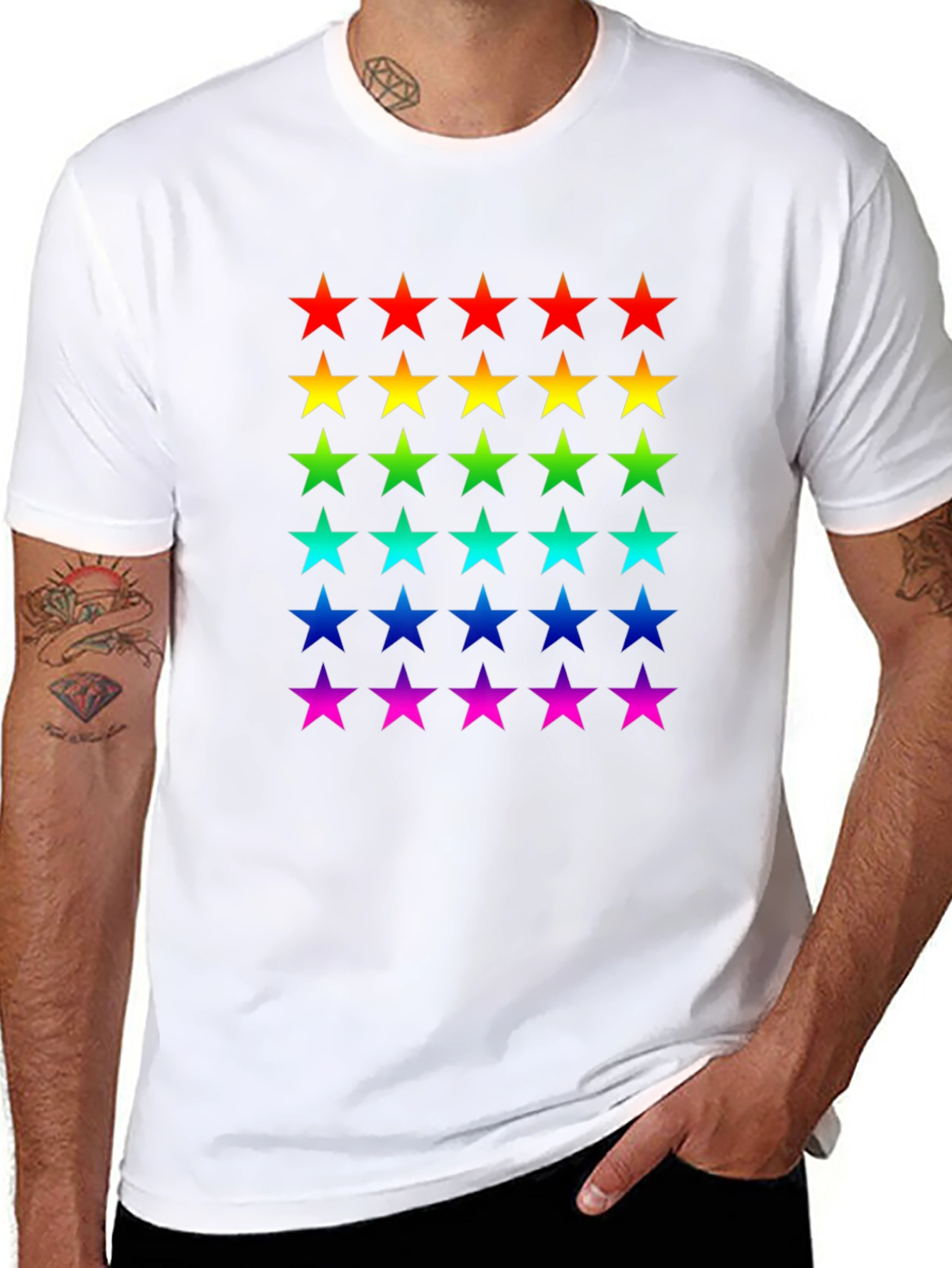 Rainbow Stars Black T-Shirt