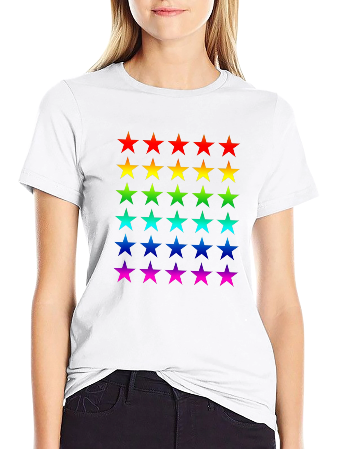 Rainbow Stars Black T-Shirt