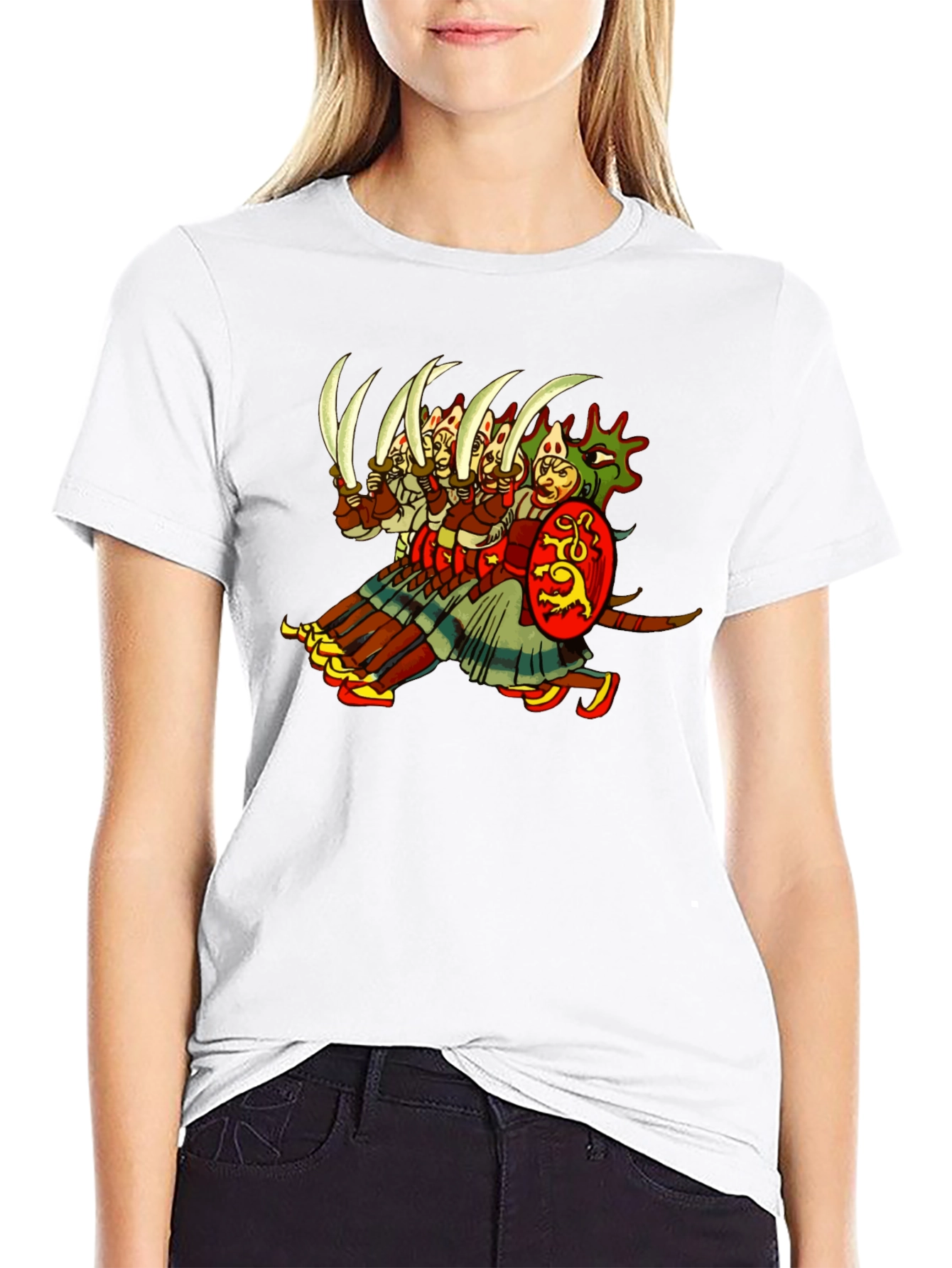 Medieval Warrior Graphic Tee - Black Cotton T-Shirt