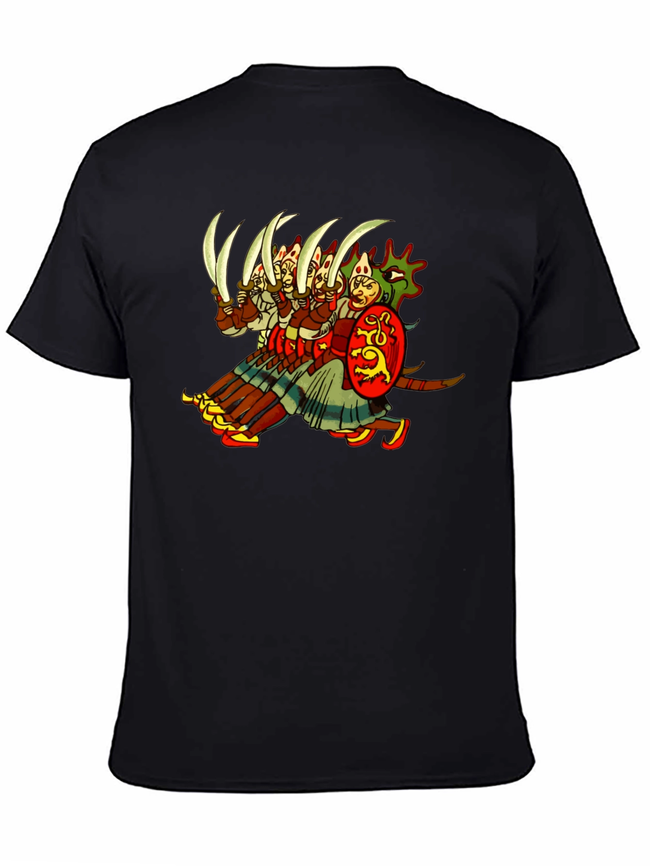 Medieval Warrior Graphic Tee - Black Cotton T-Shirt