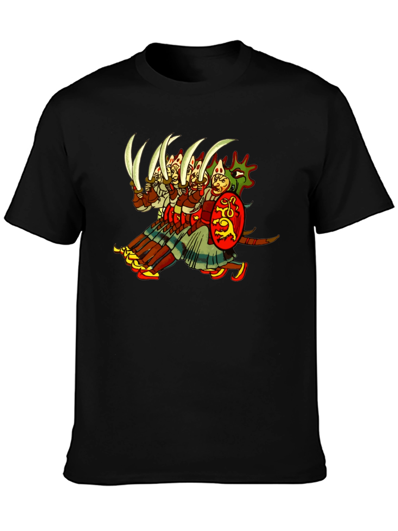 Medieval Warrior Graphic Tee - Black Cotton T-Shirt