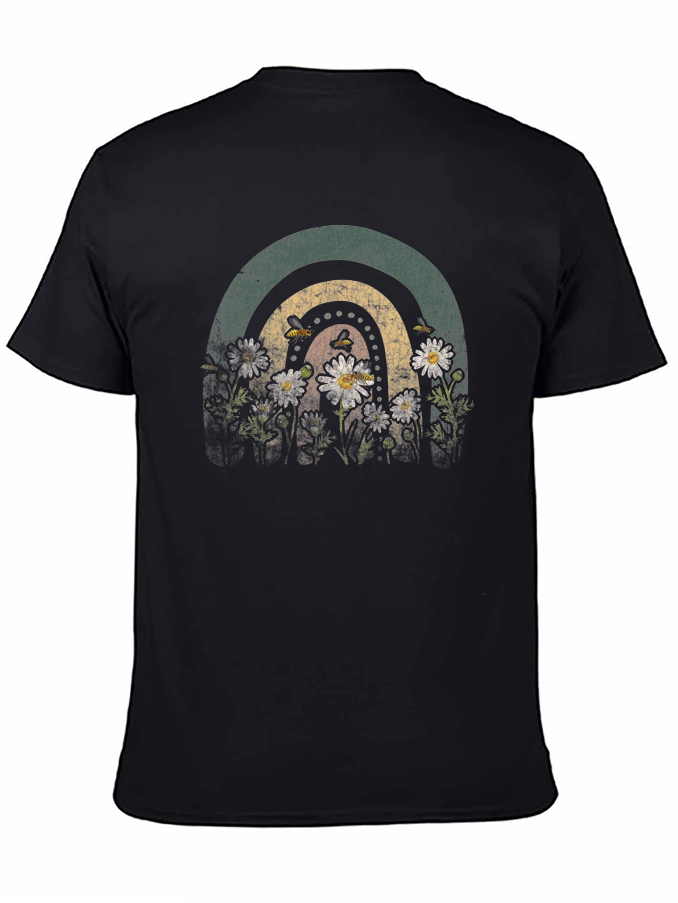 Retro Rainbow Bee & Daisy Graphic Tee