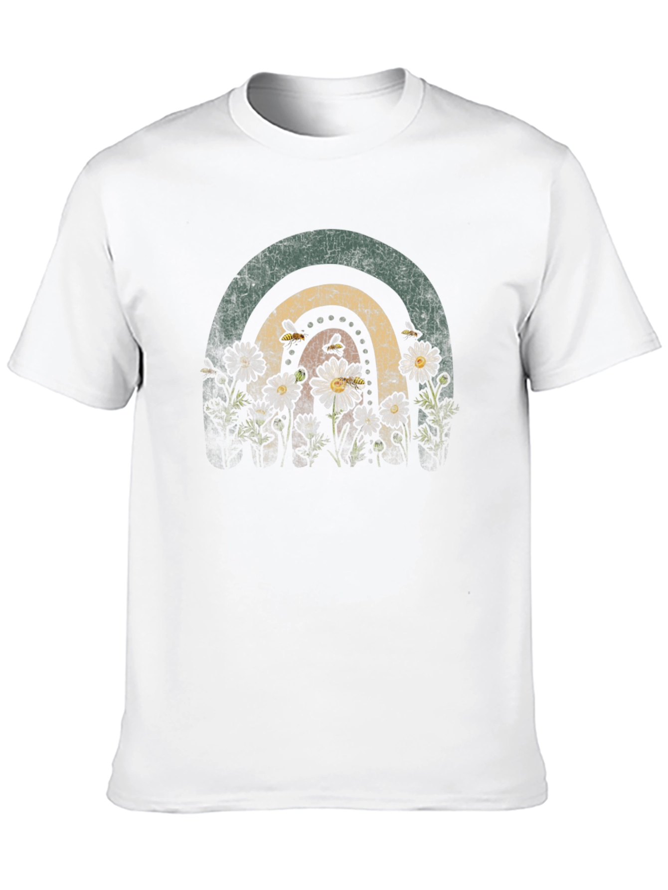 Retro Rainbow Bee & Daisy Graphic Tee