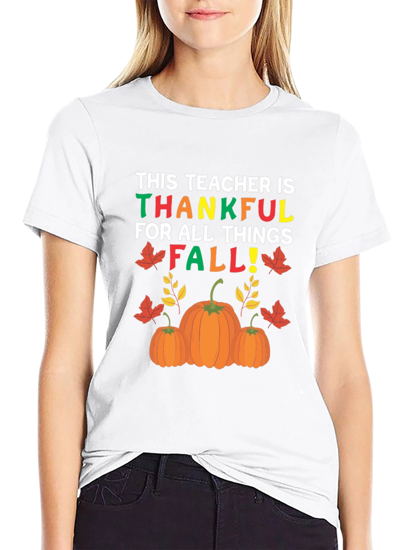 Teacher Thankful Fall T-Shirt Autumn Graphic Tee