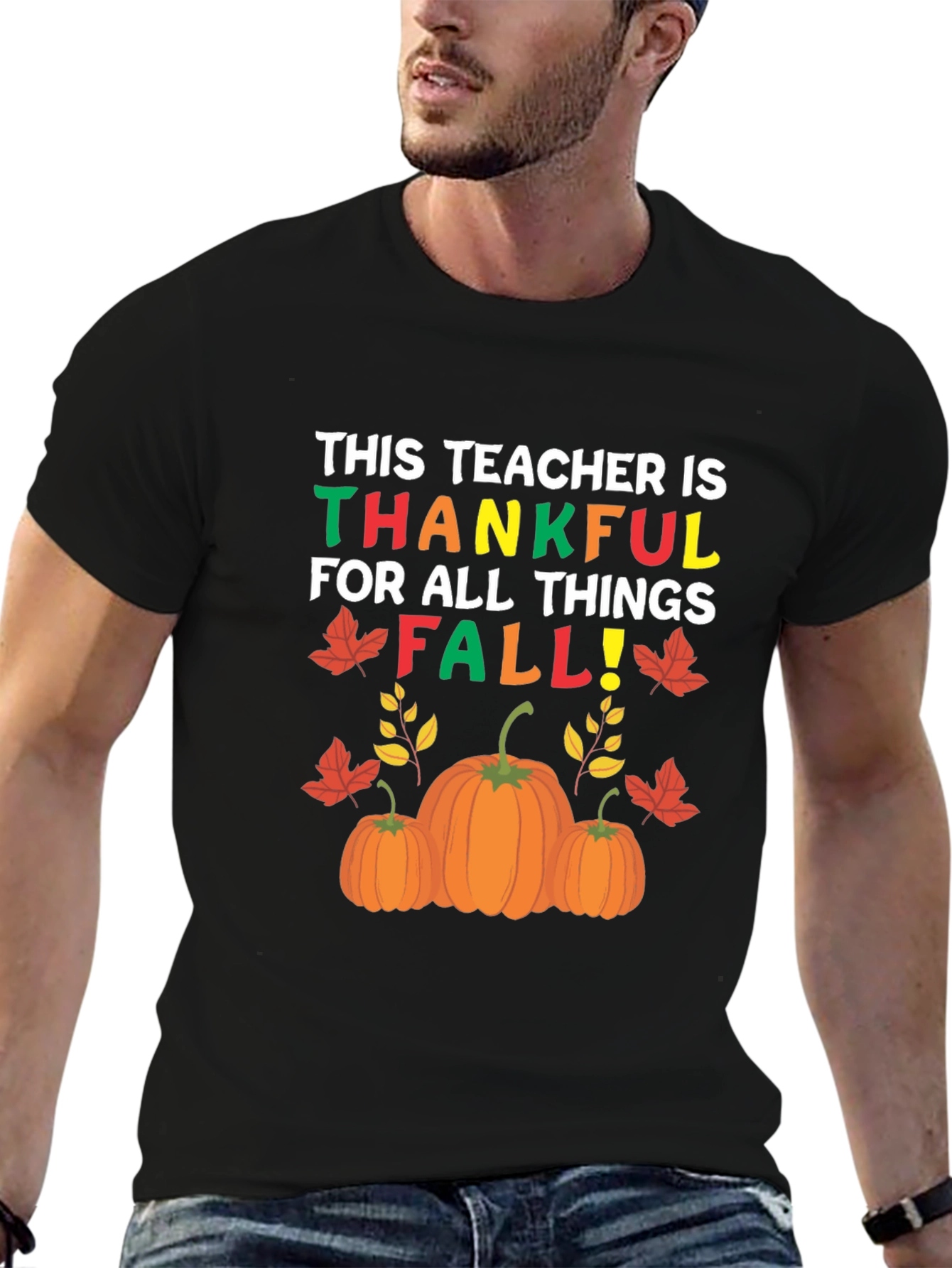 Teacher Thankful Fall T-Shirt Autumn Graphic Tee