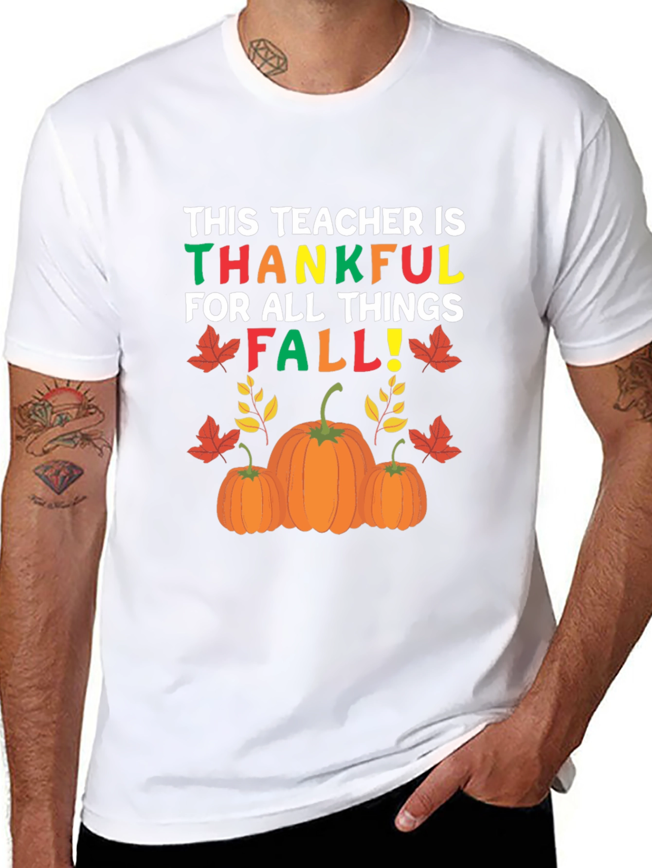 Teacher Thankful Fall T-Shirt Autumn Graphic Tee