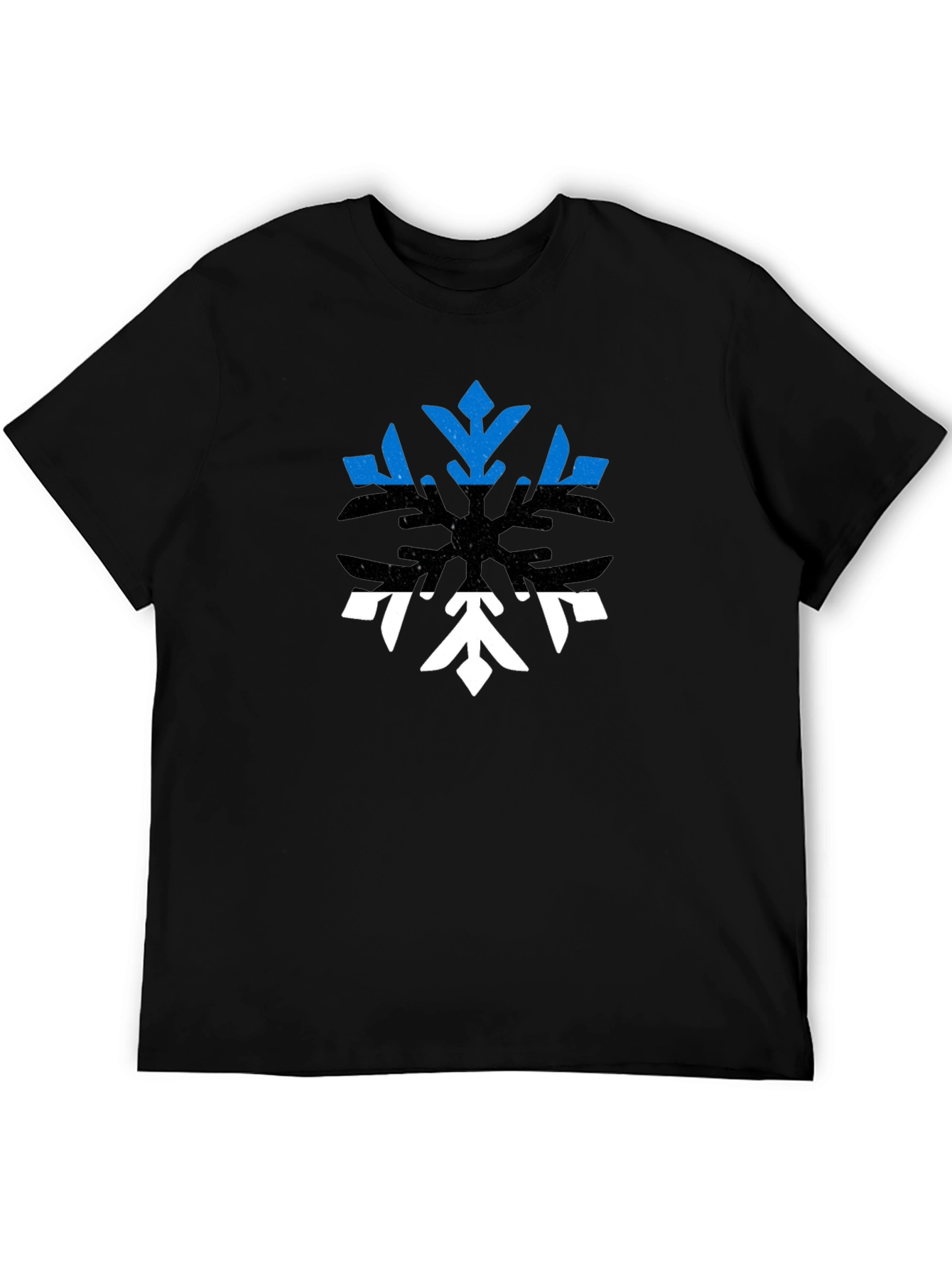 Estonia Flag Snowflake Graphic Tee - Black