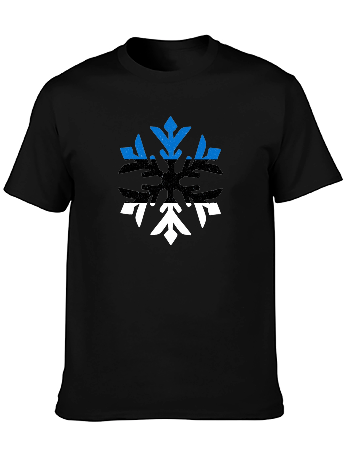 Estonia Flag Snowflake Graphic Tee - Black