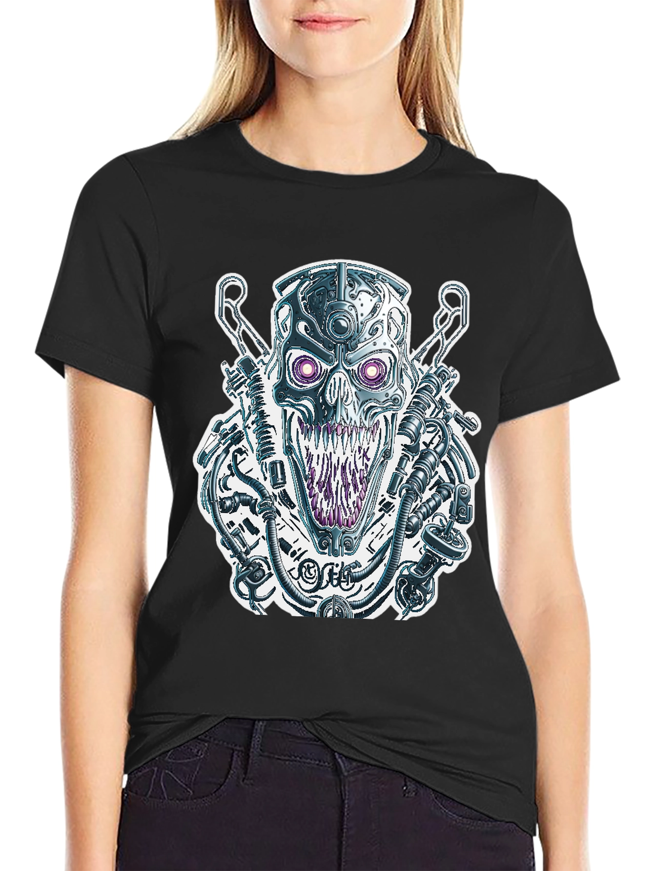 Cyberpunk Skull Graphic Tee - Unique Design
