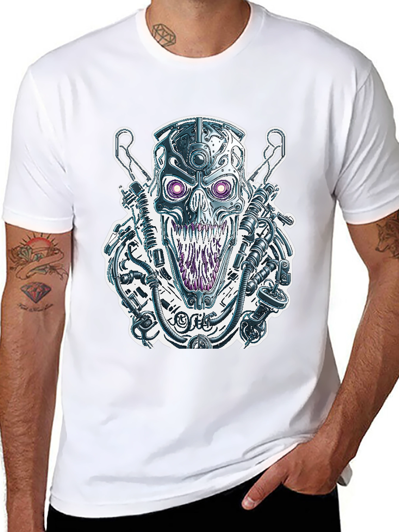 Cyberpunk Skull Graphic Tee - Unique Design