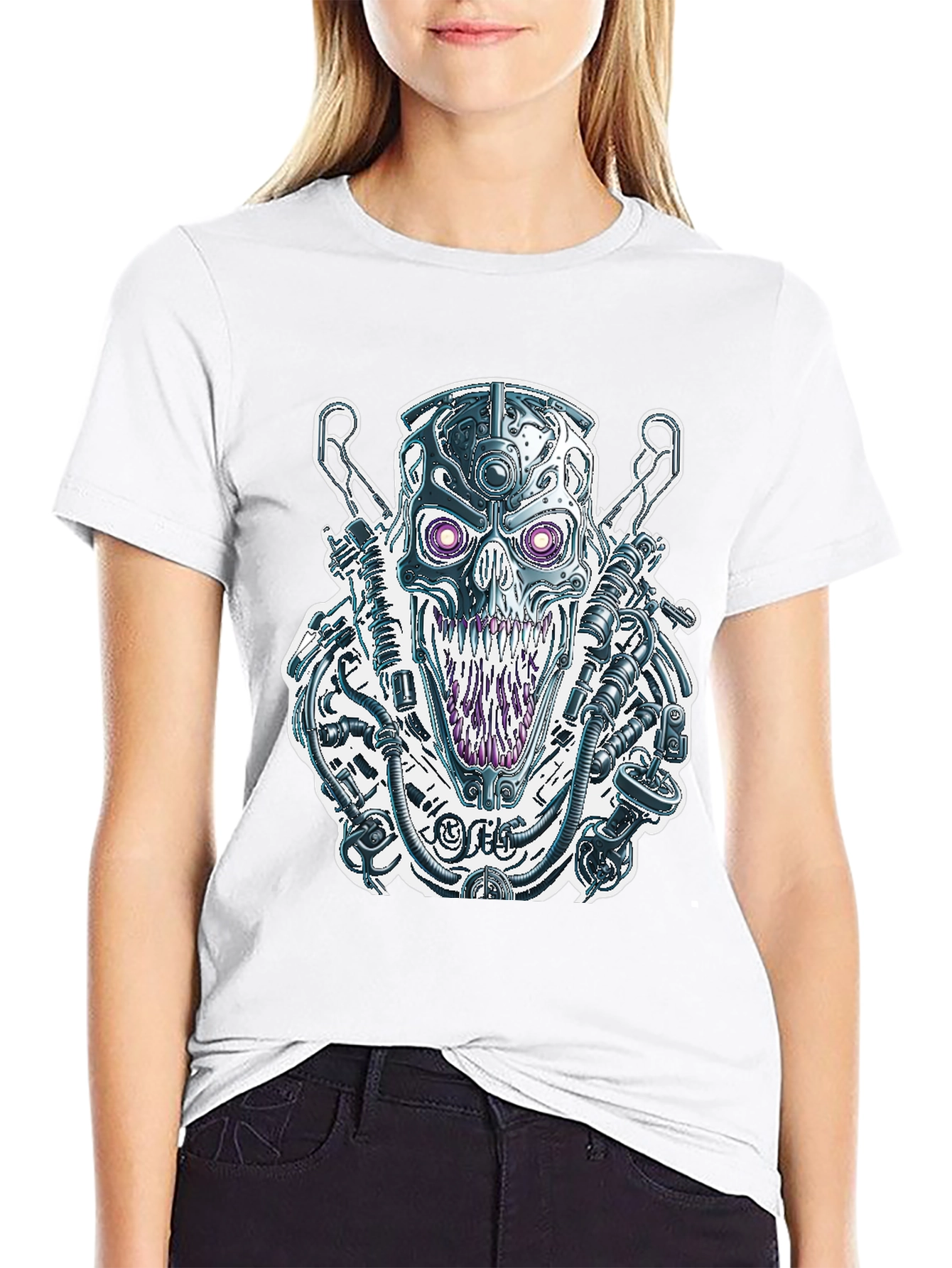 Cyberpunk Skull Graphic Tee - Unique Design