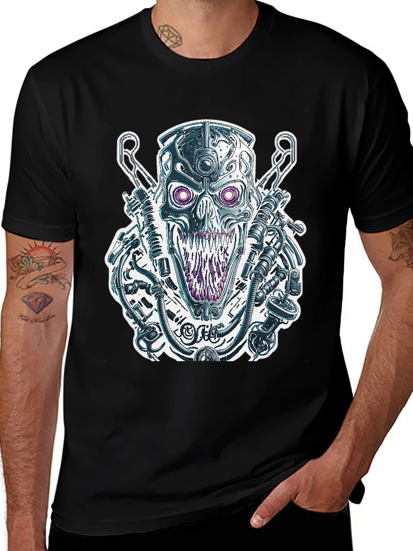 Cyberpunk Skull Graphic Tee - Unique Design