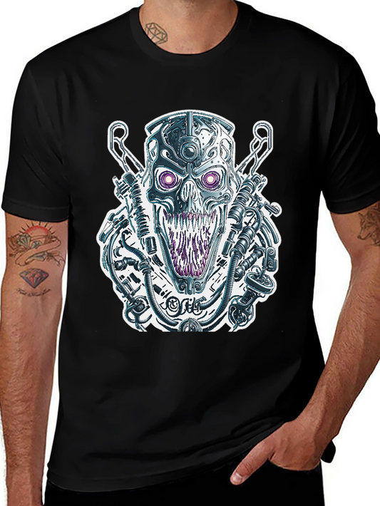 Cyberpunk Skull Graphic Tee - Unique Design