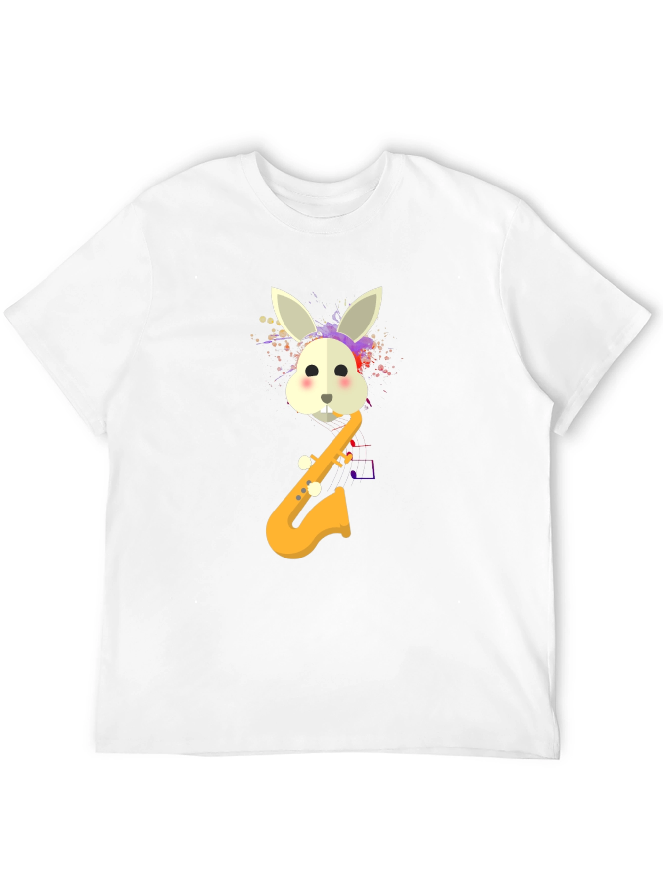 Rabbit Saxophone Mens Graphic T-Shirt - Black