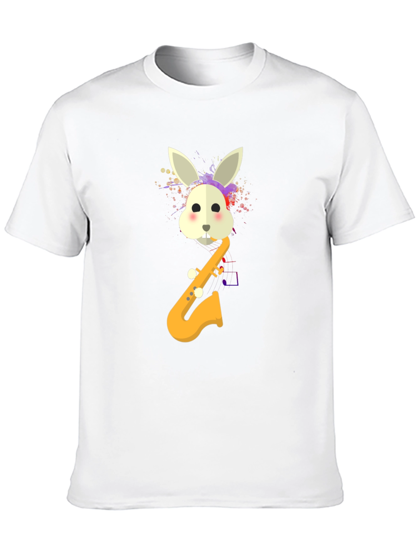 Rabbit Saxophone Mens Graphic T-Shirt - Black