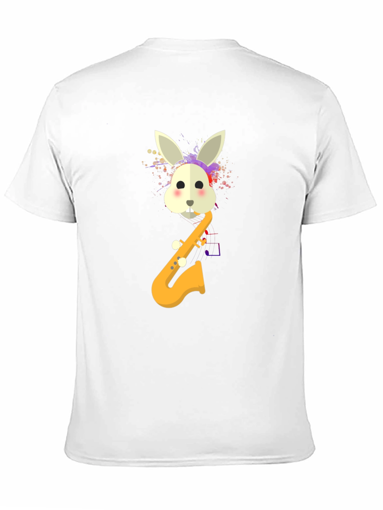 Rabbit Saxophone Mens Graphic T-Shirt - Black