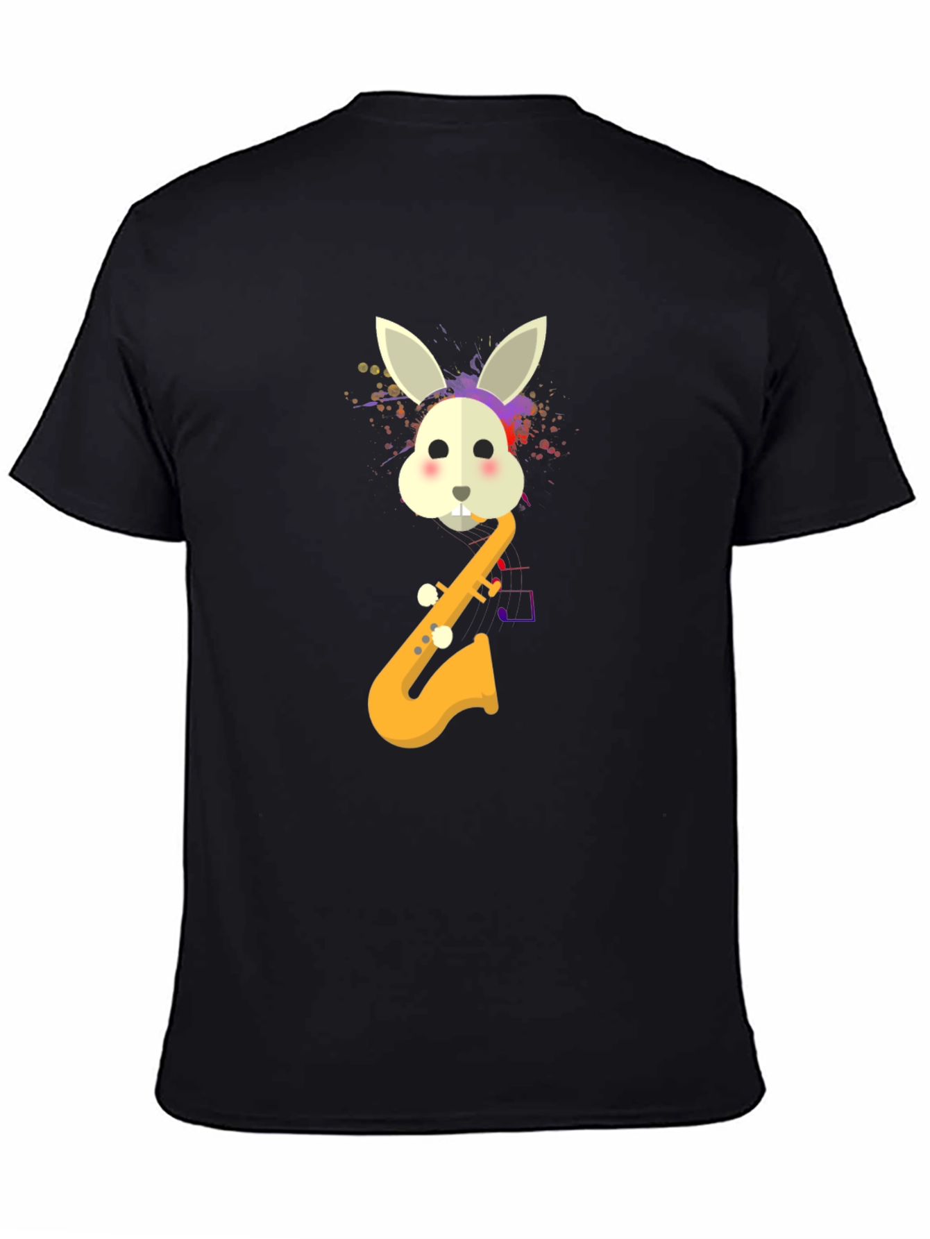 Rabbit Saxophone Mens Graphic T-Shirt - Black