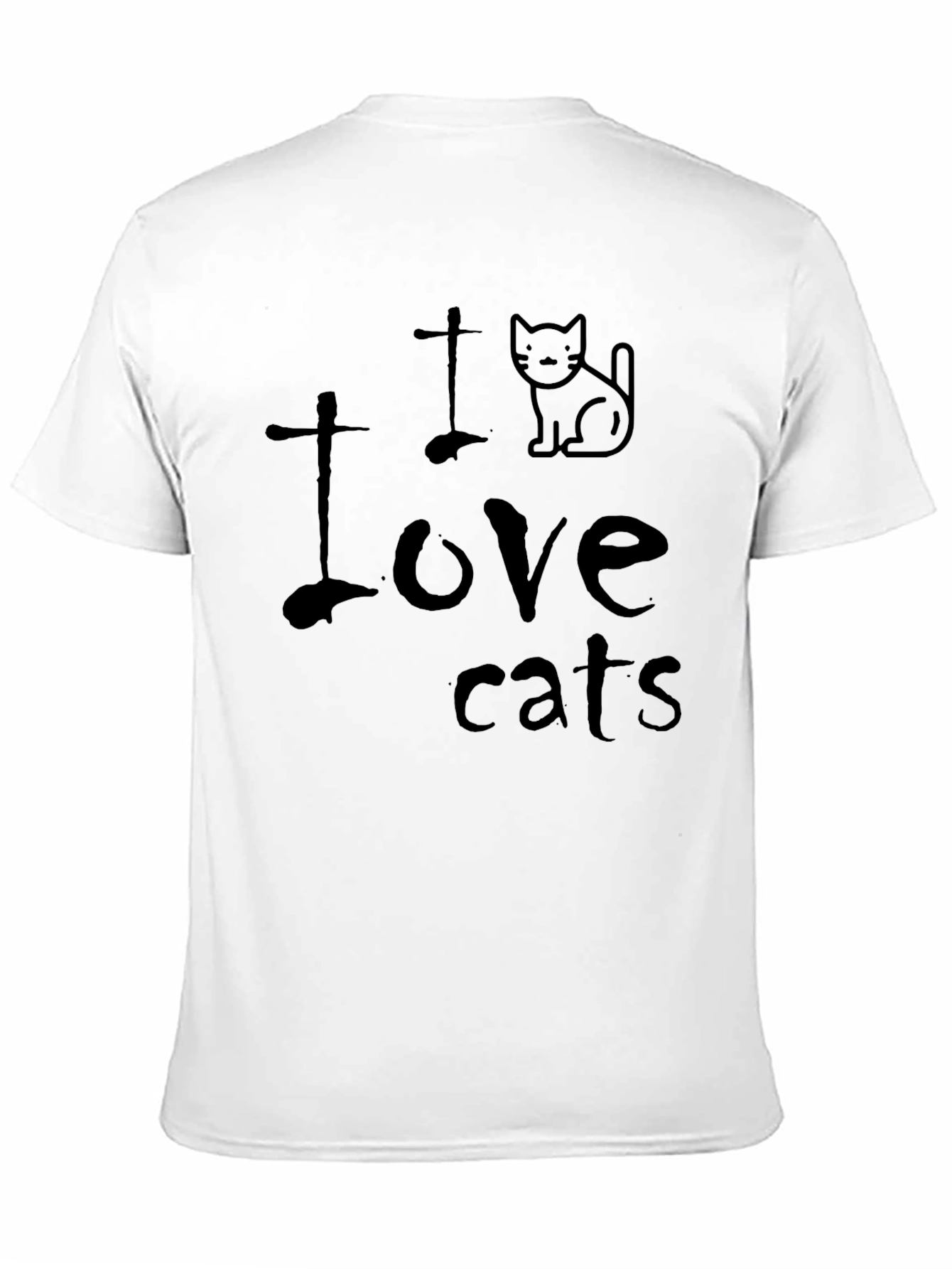I Love Cats T-Shirt - Black Crew Neck