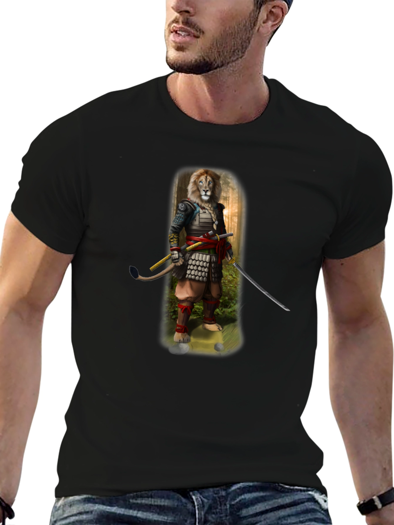 Lion Samurai Graphic T-Shirt - Unique Design