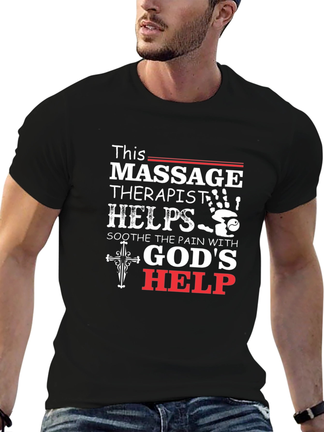 Massage Therapist Gods Help Black T-Shirt