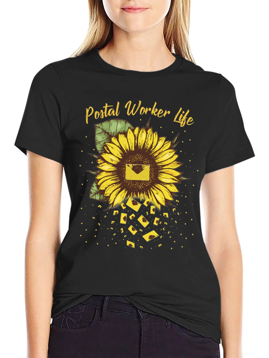 Postal Worker Sunflower T-Shirt - Black