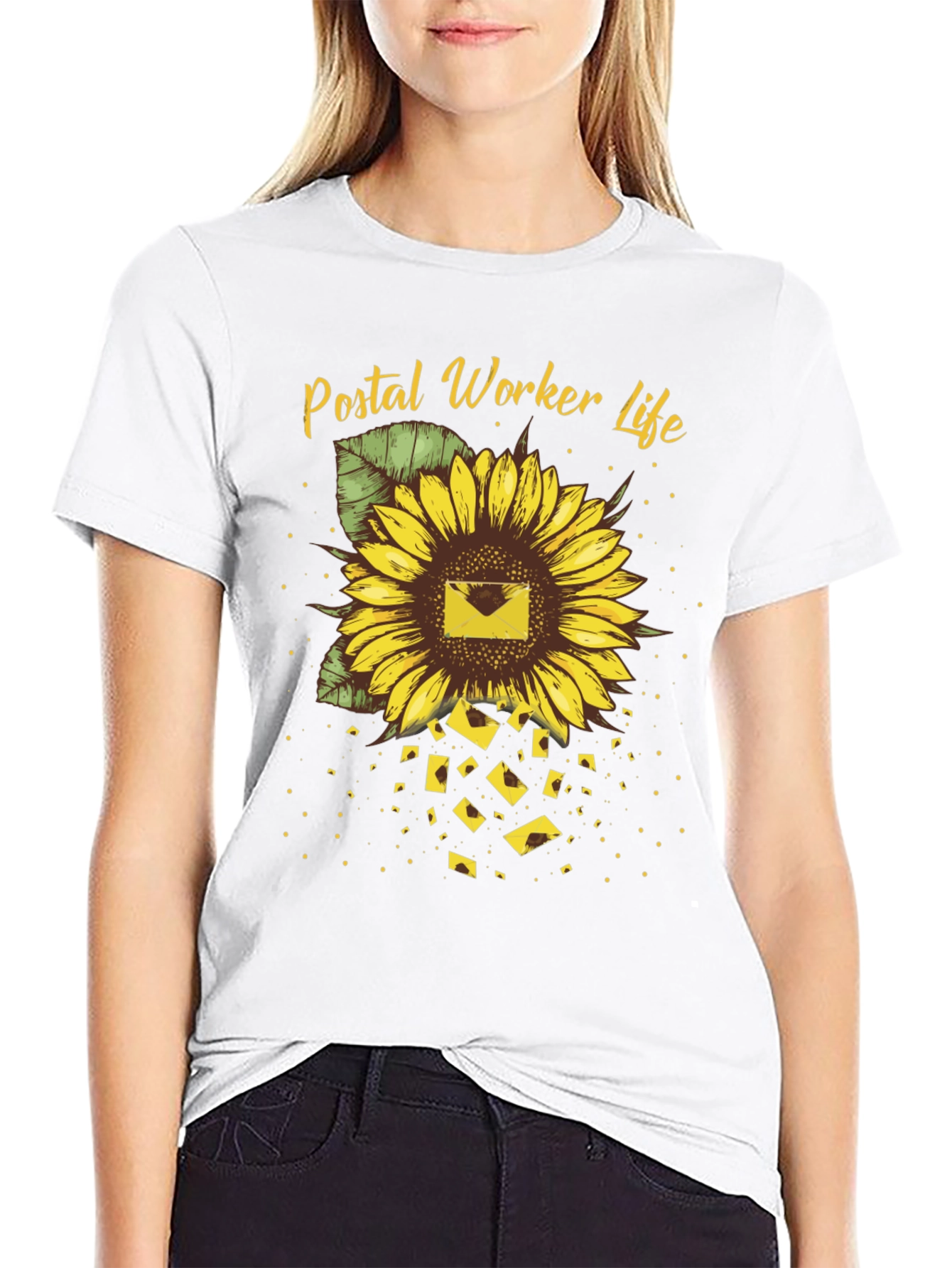 Postal Worker Sunflower T-Shirt - Black