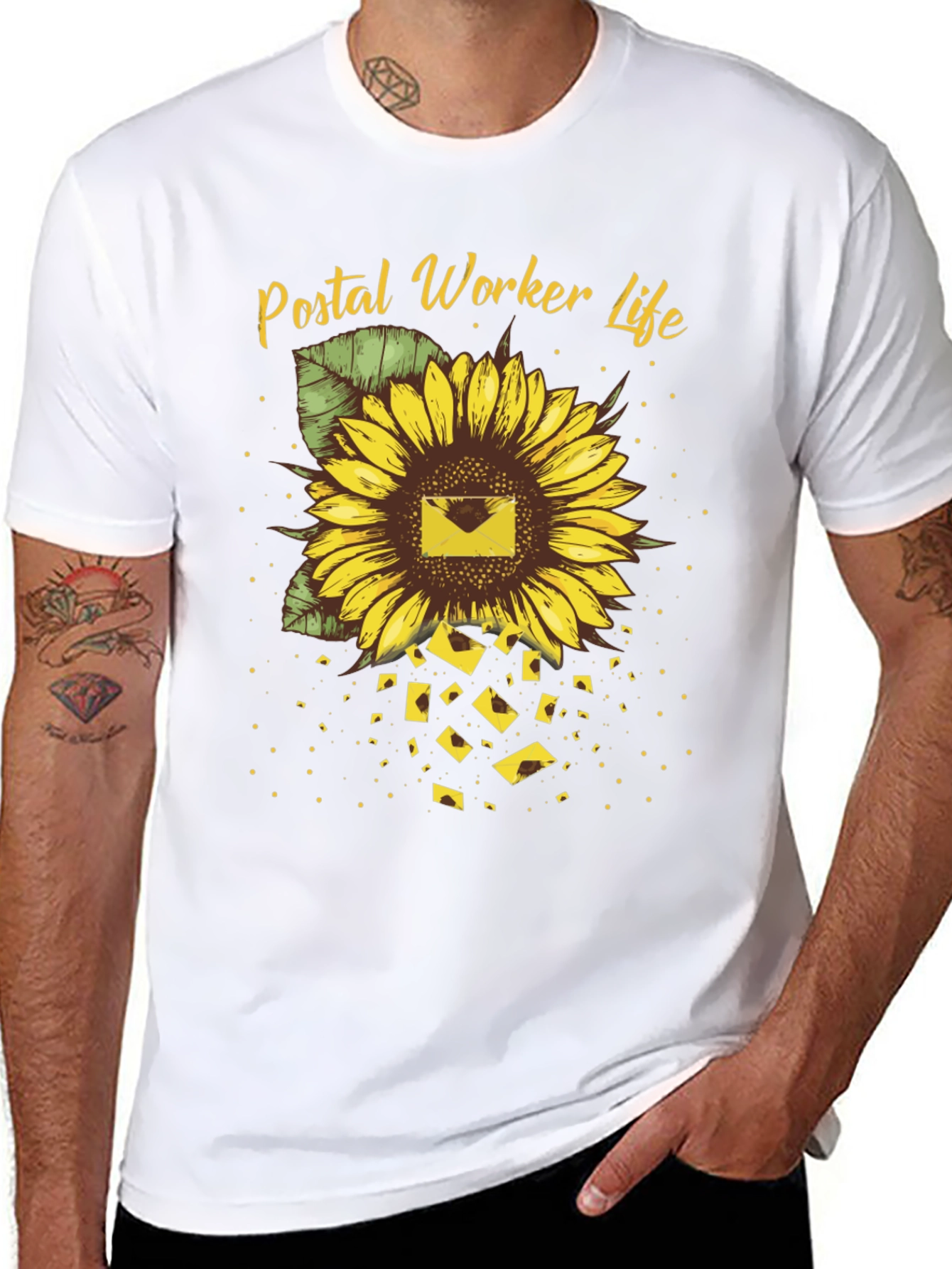 Postal Worker Sunflower T-Shirt - Black