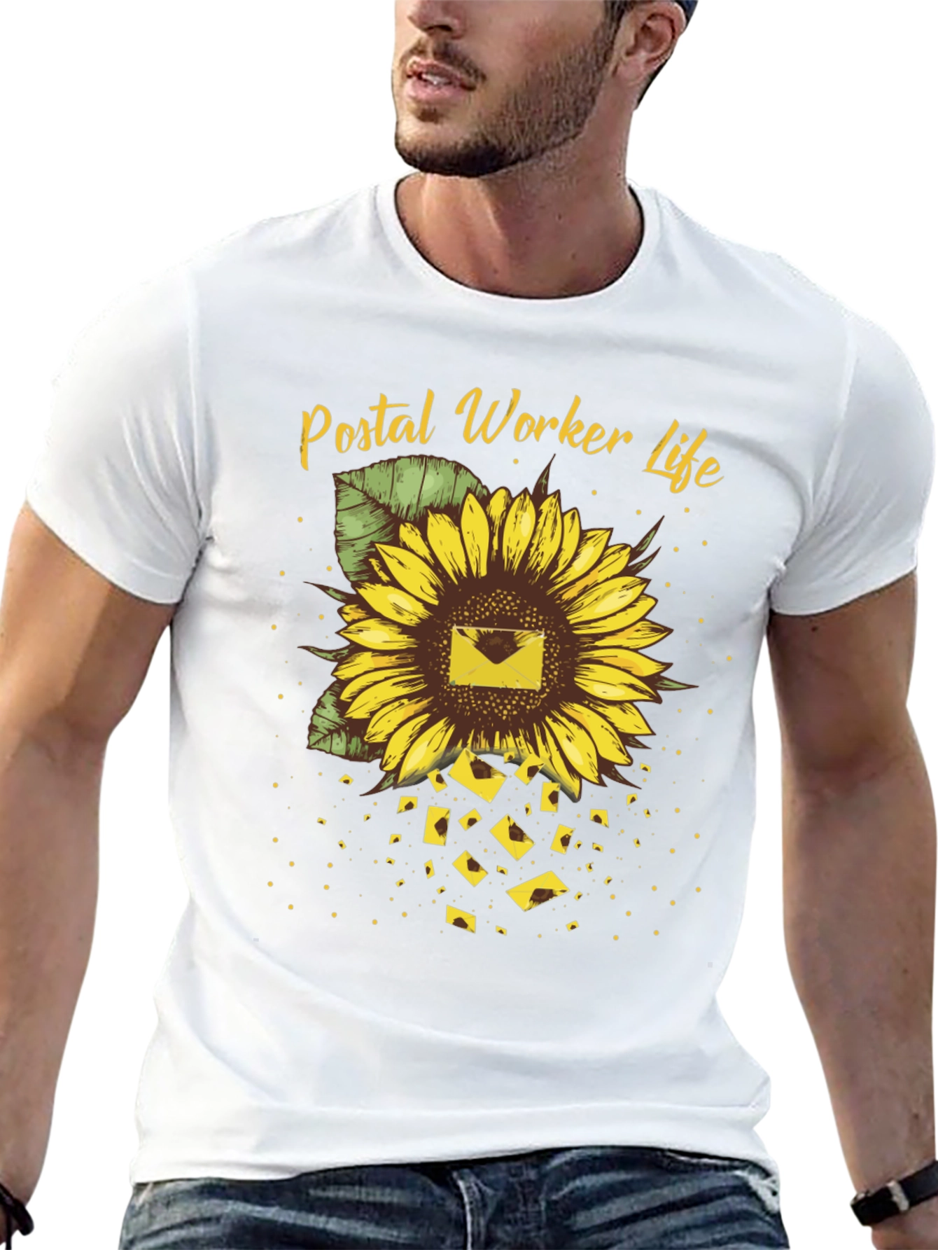 Postal Worker Sunflower T-Shirt - Black