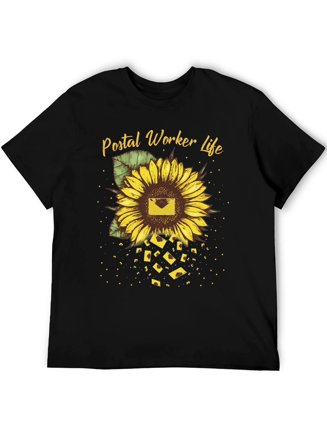 Postal Worker Sunflower T-Shirt - Black