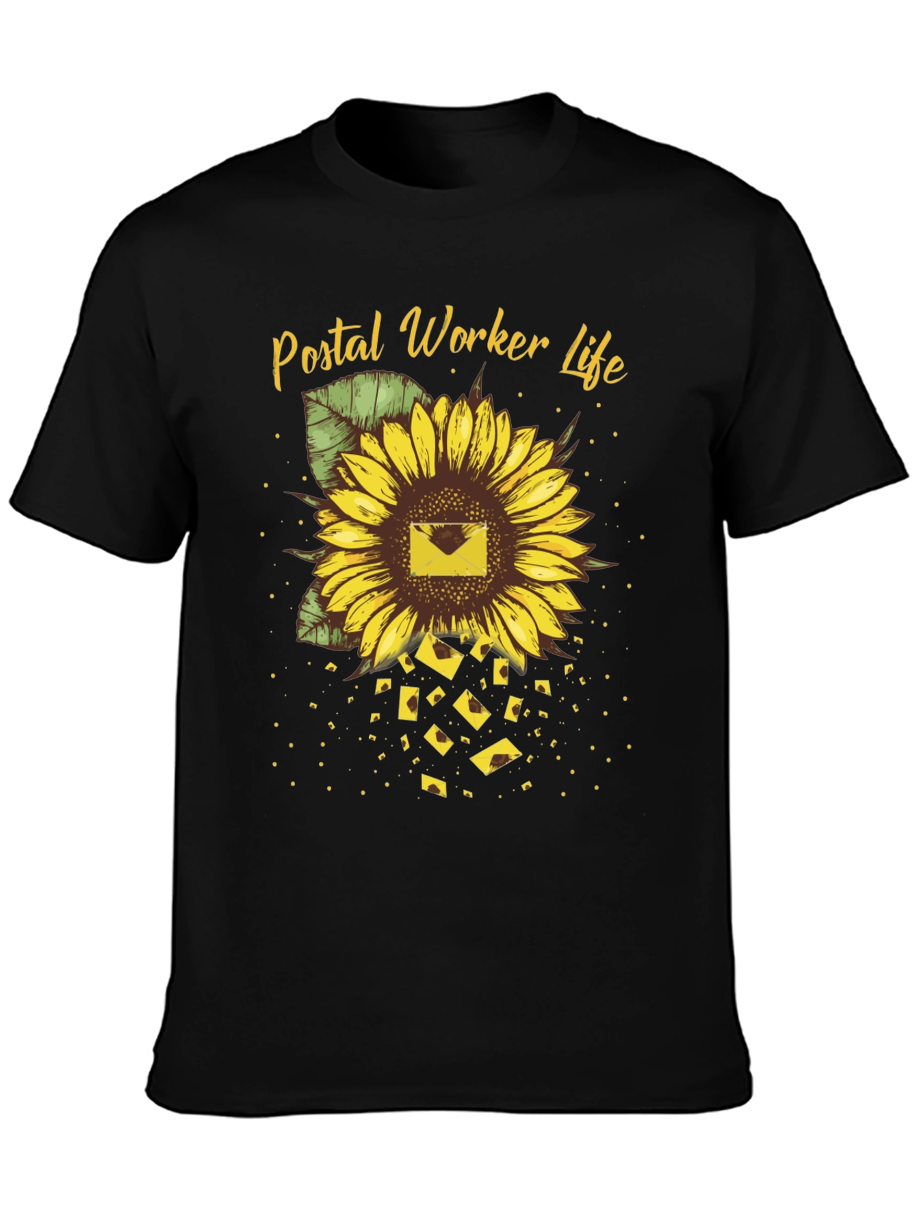 Postal Worker Sunflower T-Shirt - Black