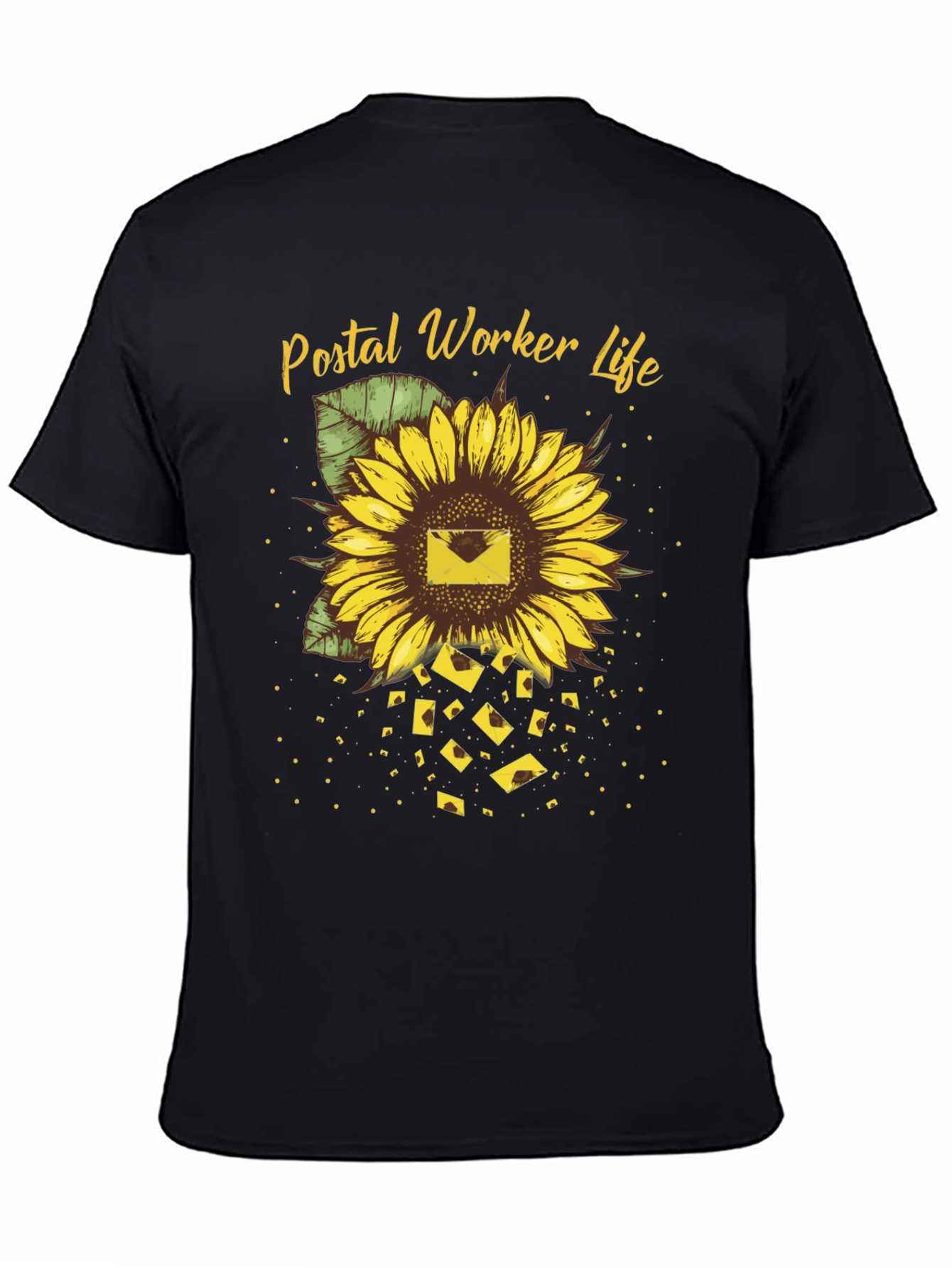 Postal Worker Sunflower T-Shirt - Black