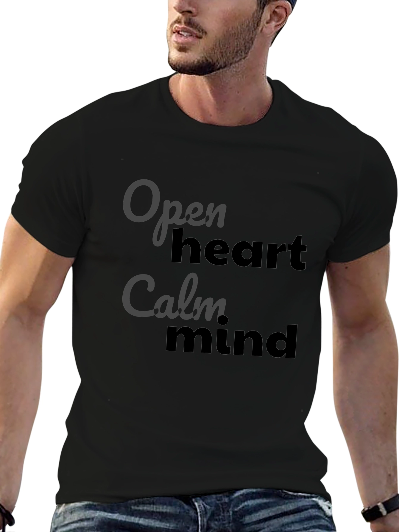 Open Heart Calm Mind Graphic Tee - Black