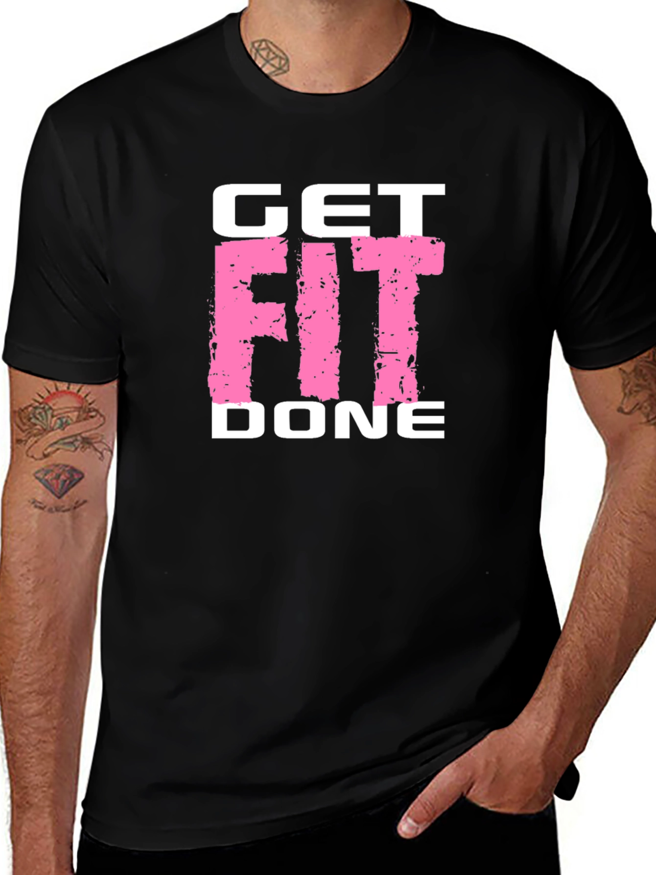 Get Fit Done Black T-Shirt - Gym Motivation