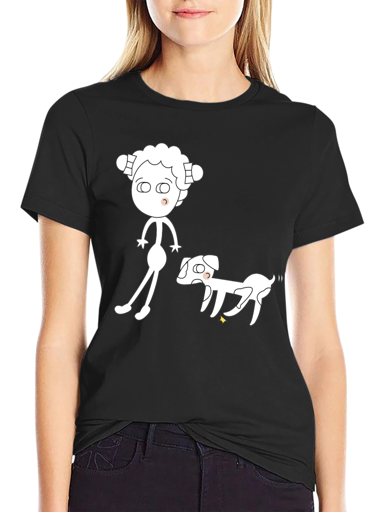 Cartoon Person & Dog T-Shirt – Quirky Dog Lover Graphic Tee Gift
