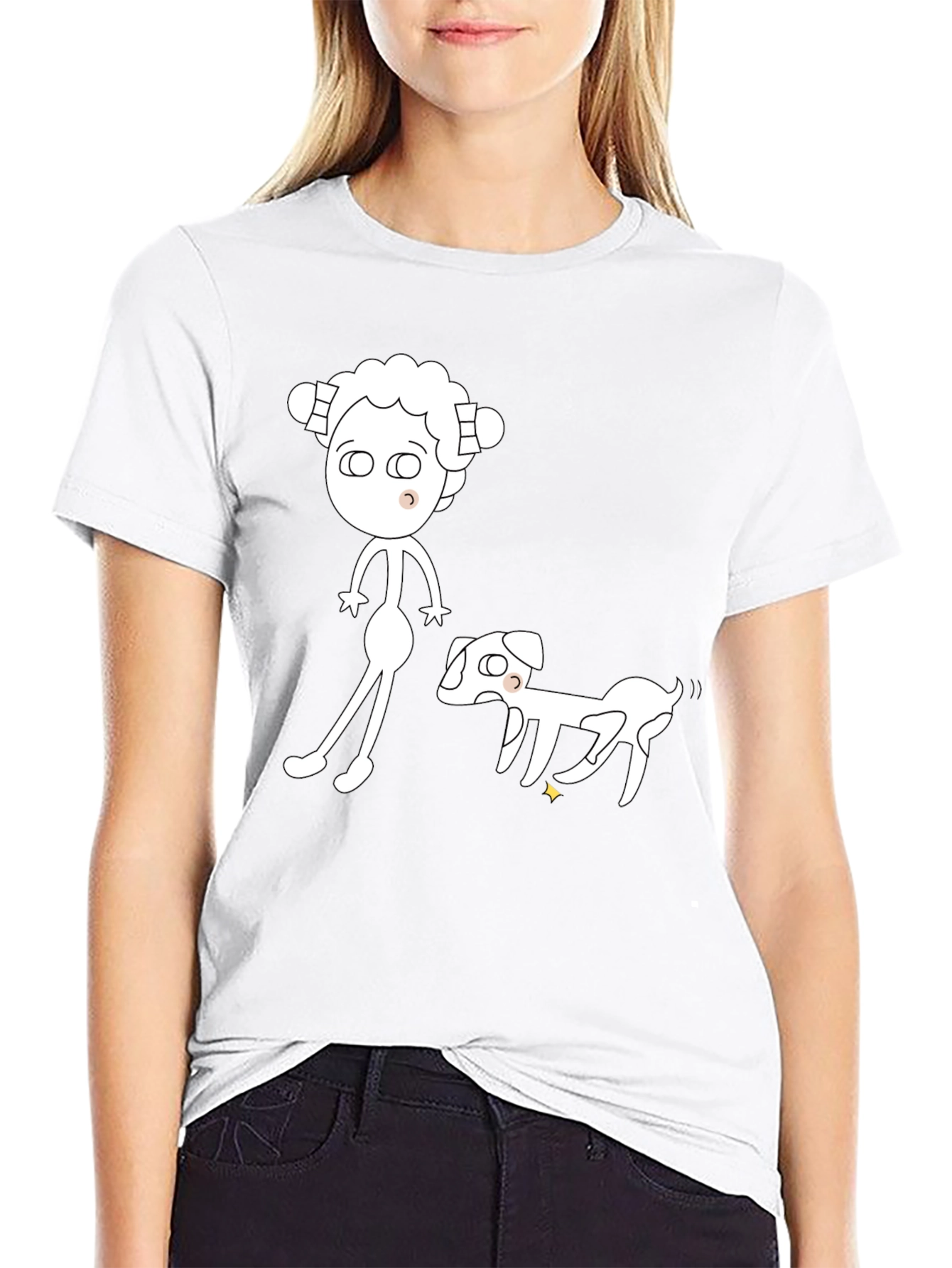 Cartoon Person & Dog T-Shirt – Quirky Dog Lover Graphic Tee Gift