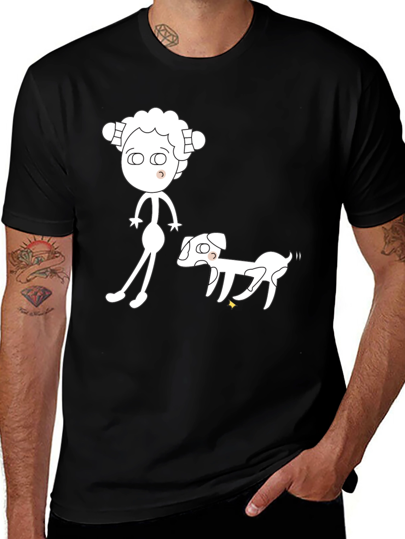 Cartoon Person & Dog T-Shirt – Quirky Dog Lover Graphic Tee Gift