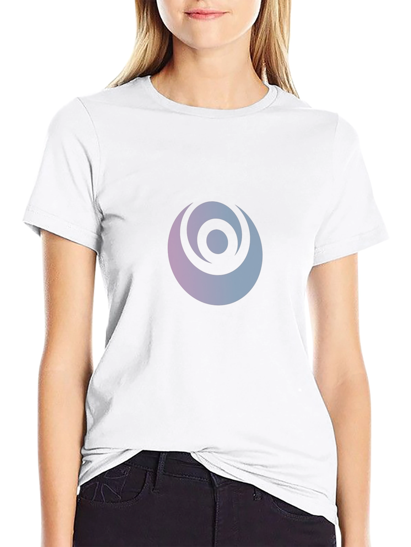 Modern Graphic Print Black Crew Neck T-Shirt