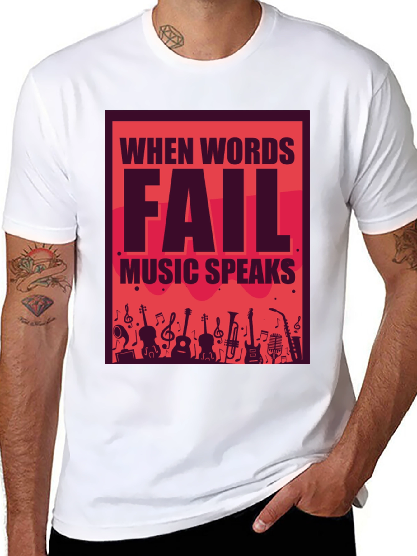 Music Speaks Graphic Tee - Black Cotton T-Shirt