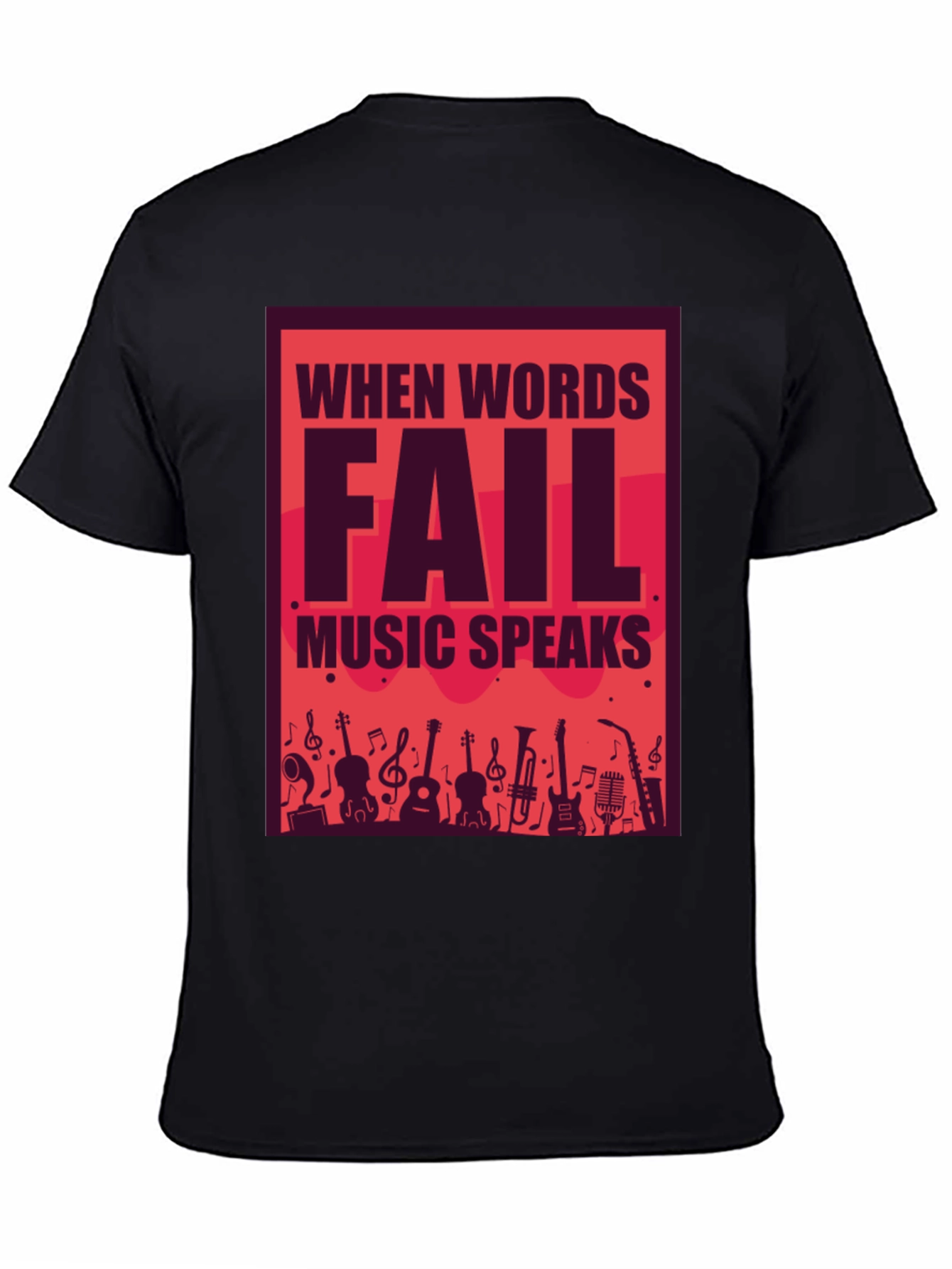 Music Speaks Graphic Tee - Black Cotton T-Shirt