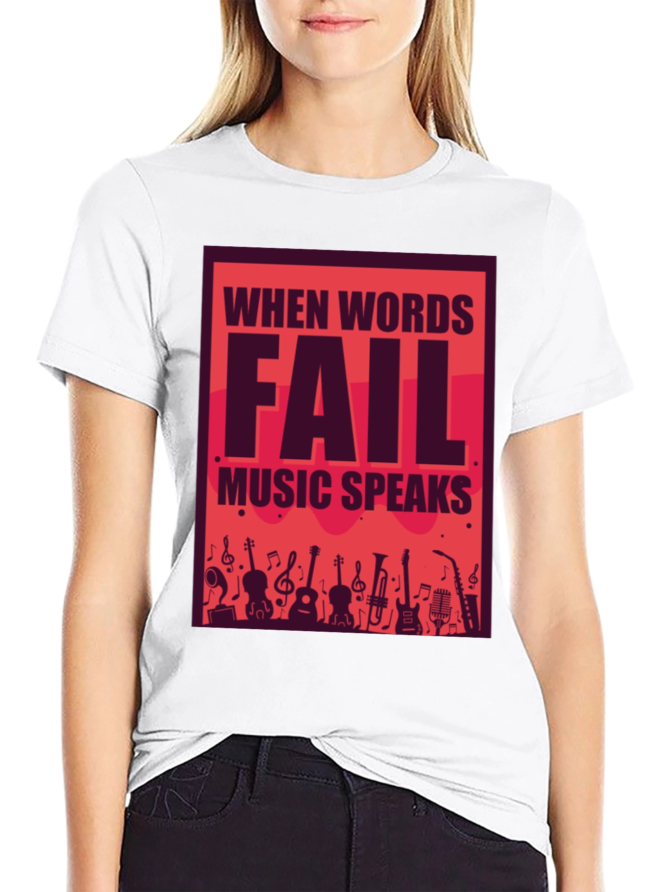 Music Speaks Graphic Tee - Black Cotton T-Shirt