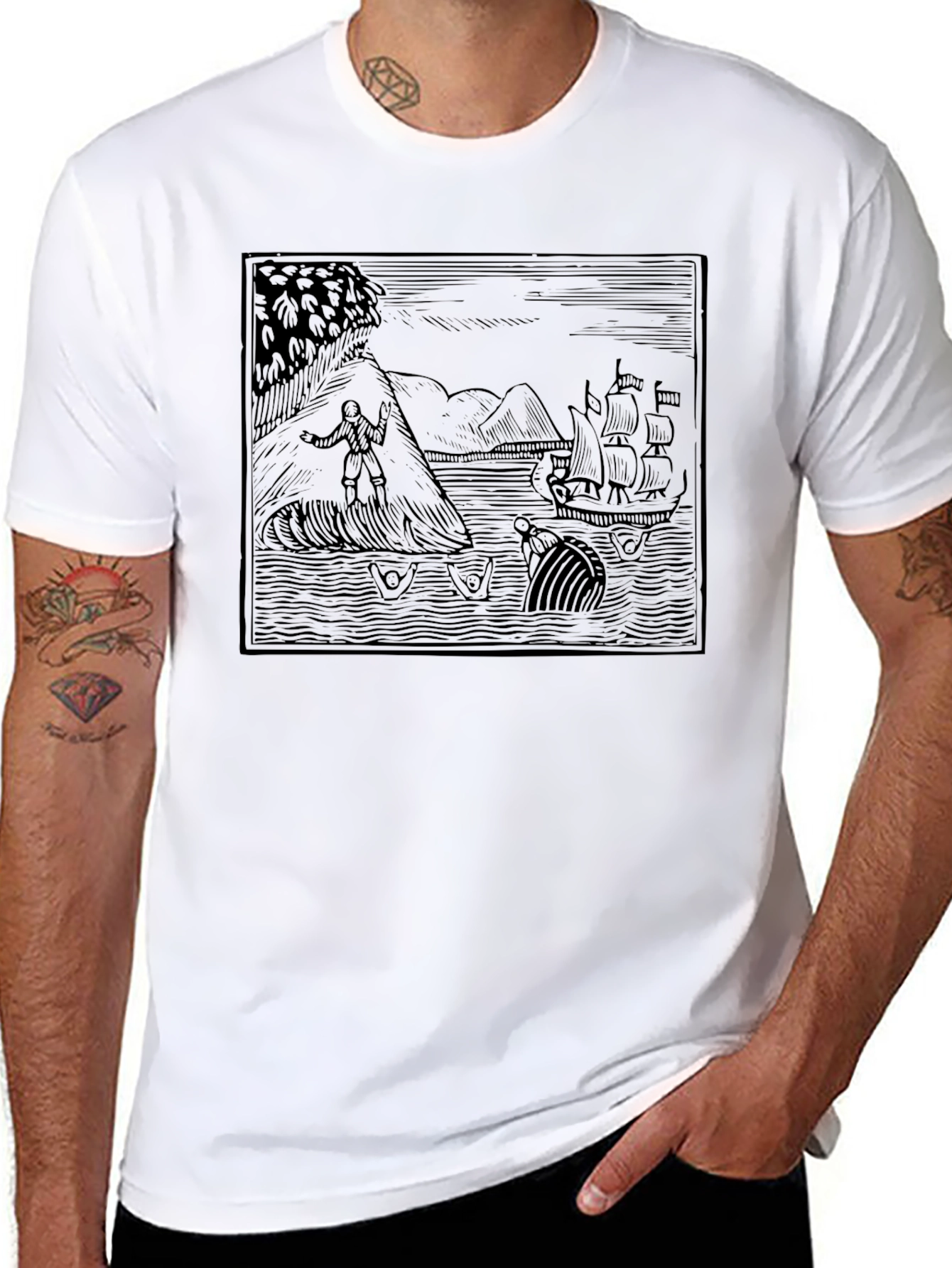 Whale Adventure Graphic Tee - Black