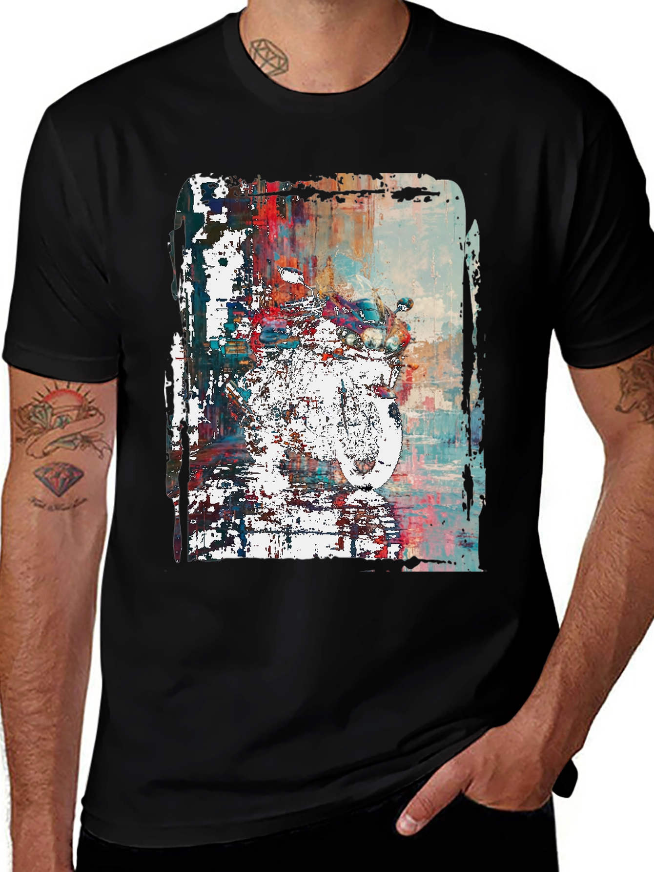 Abstract Motorcycle Graphic Print T-Shirt