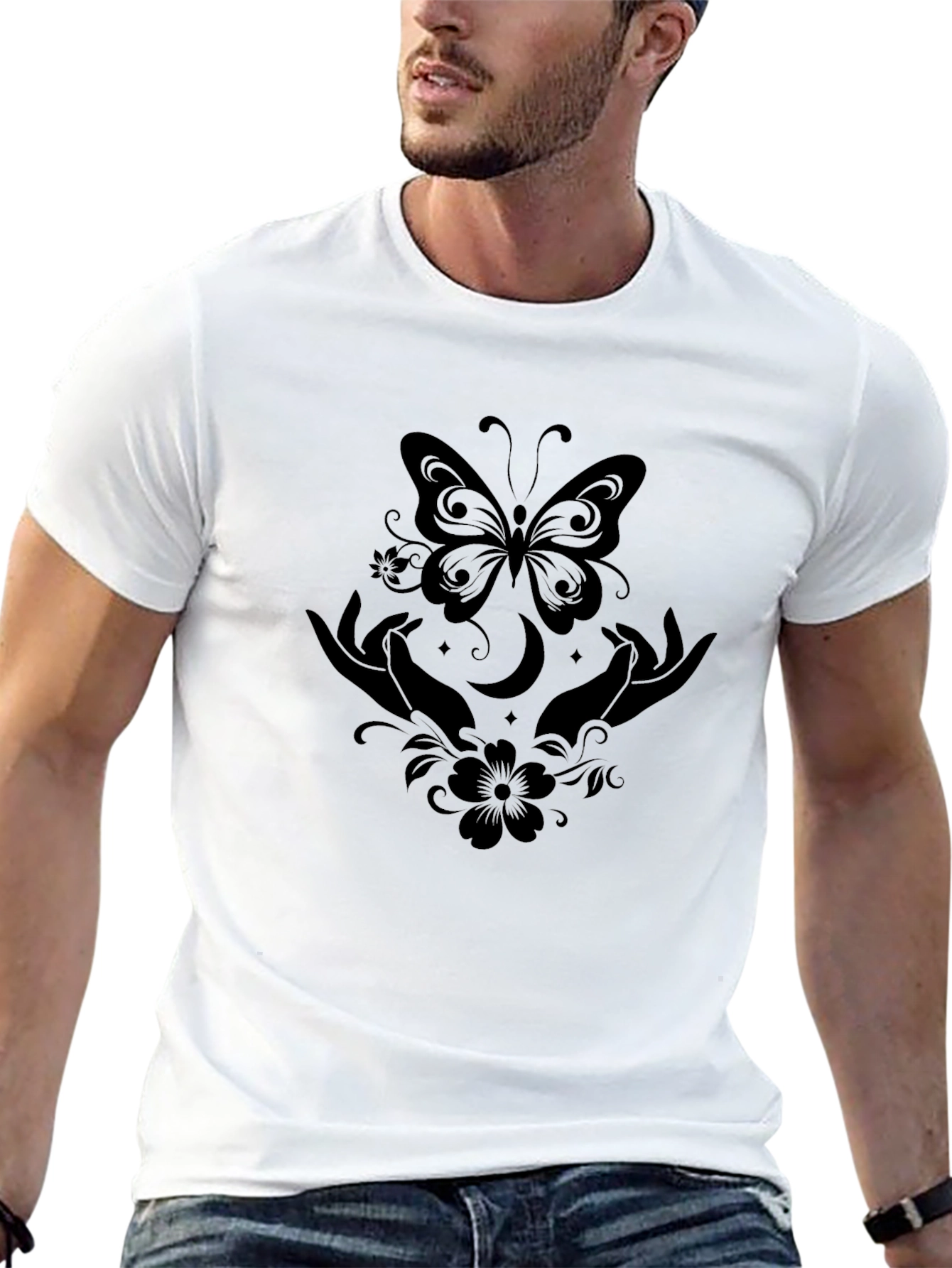 Mystic Butterfly Hands Black T-Shirt