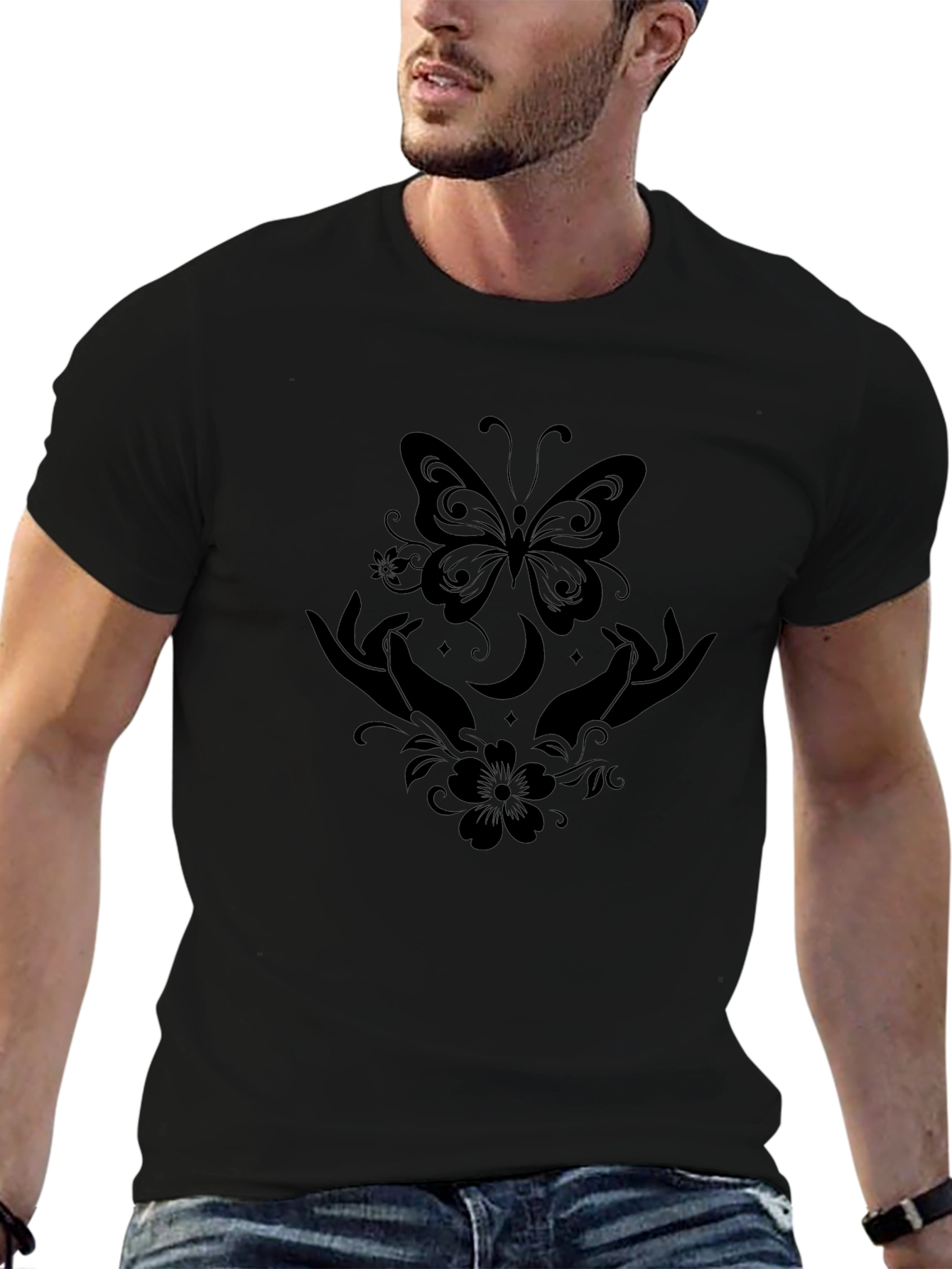 Mystic Butterfly Hands Black T-Shirt