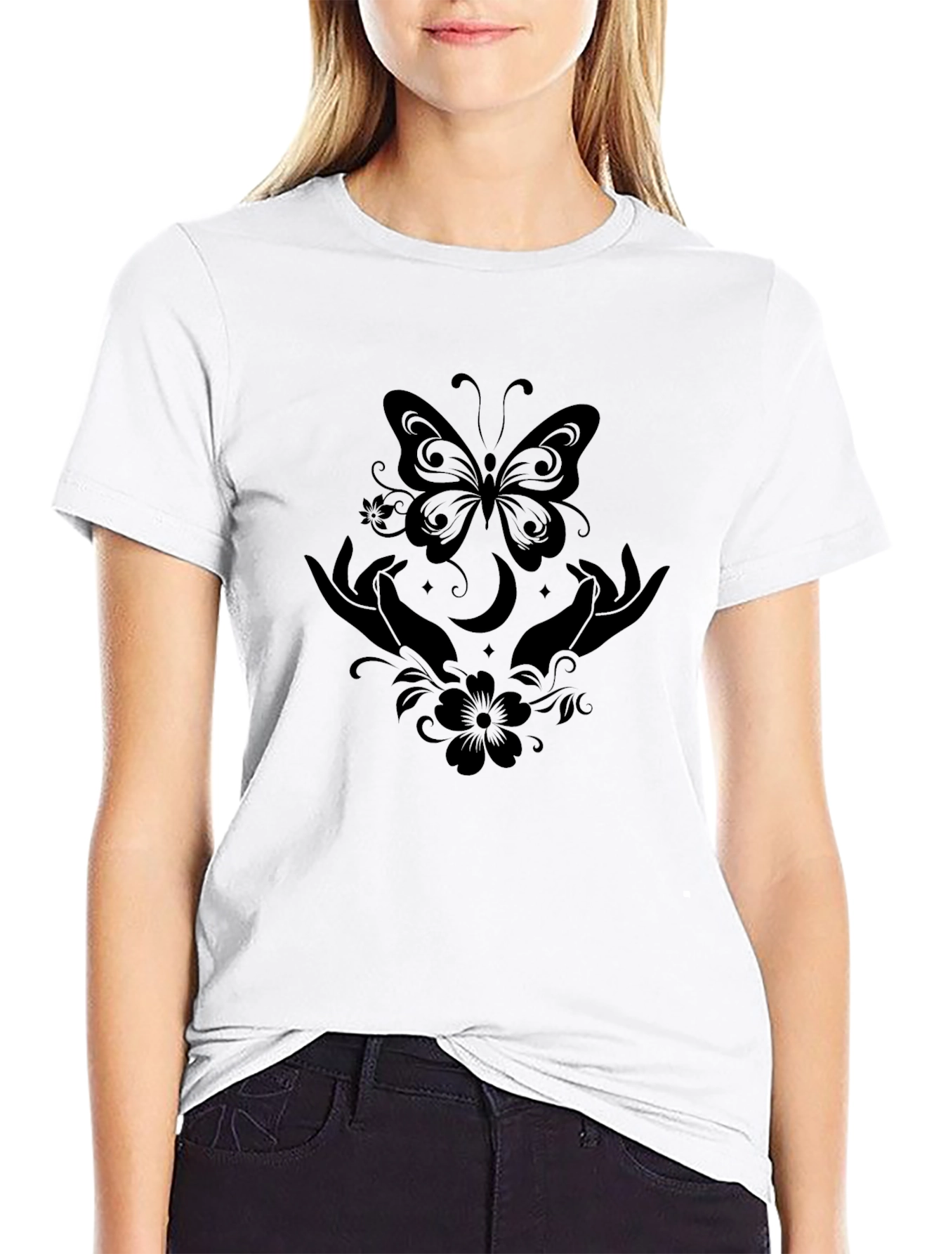 Mystic Butterfly Hands Black T-Shirt