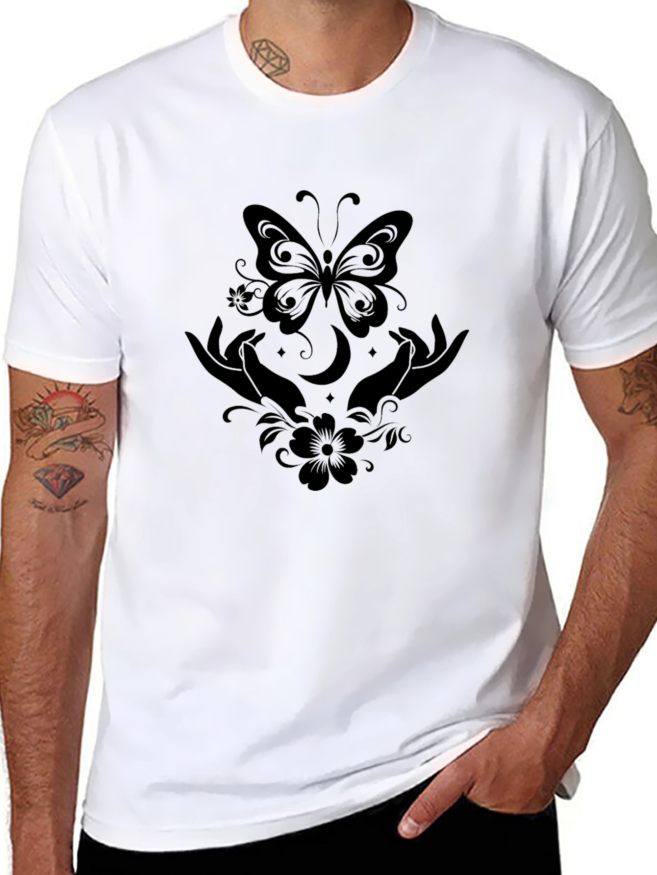 Mystic Butterfly Hands Black T-Shirt