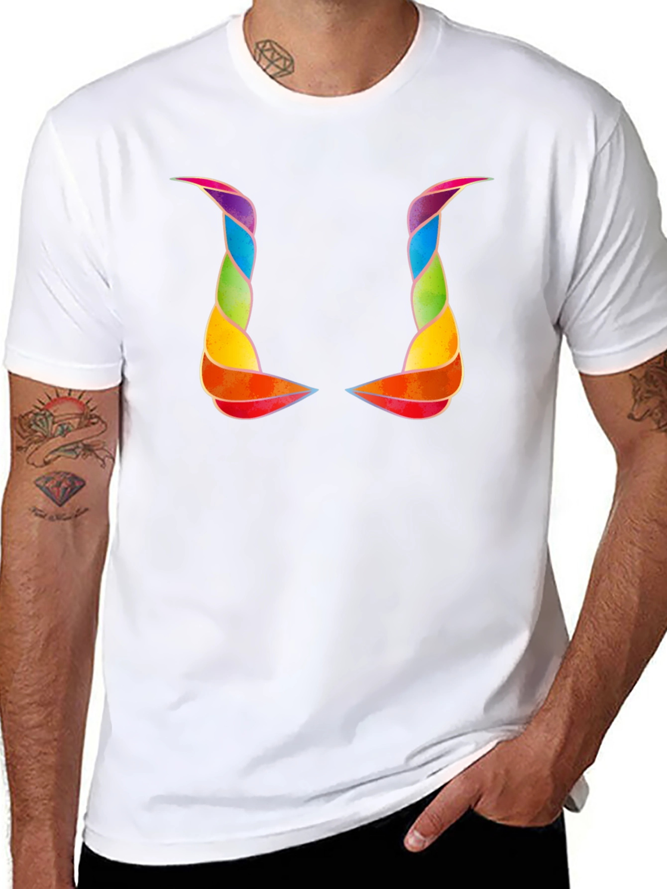 Rainbow Horns Graphic Black T-Shirt