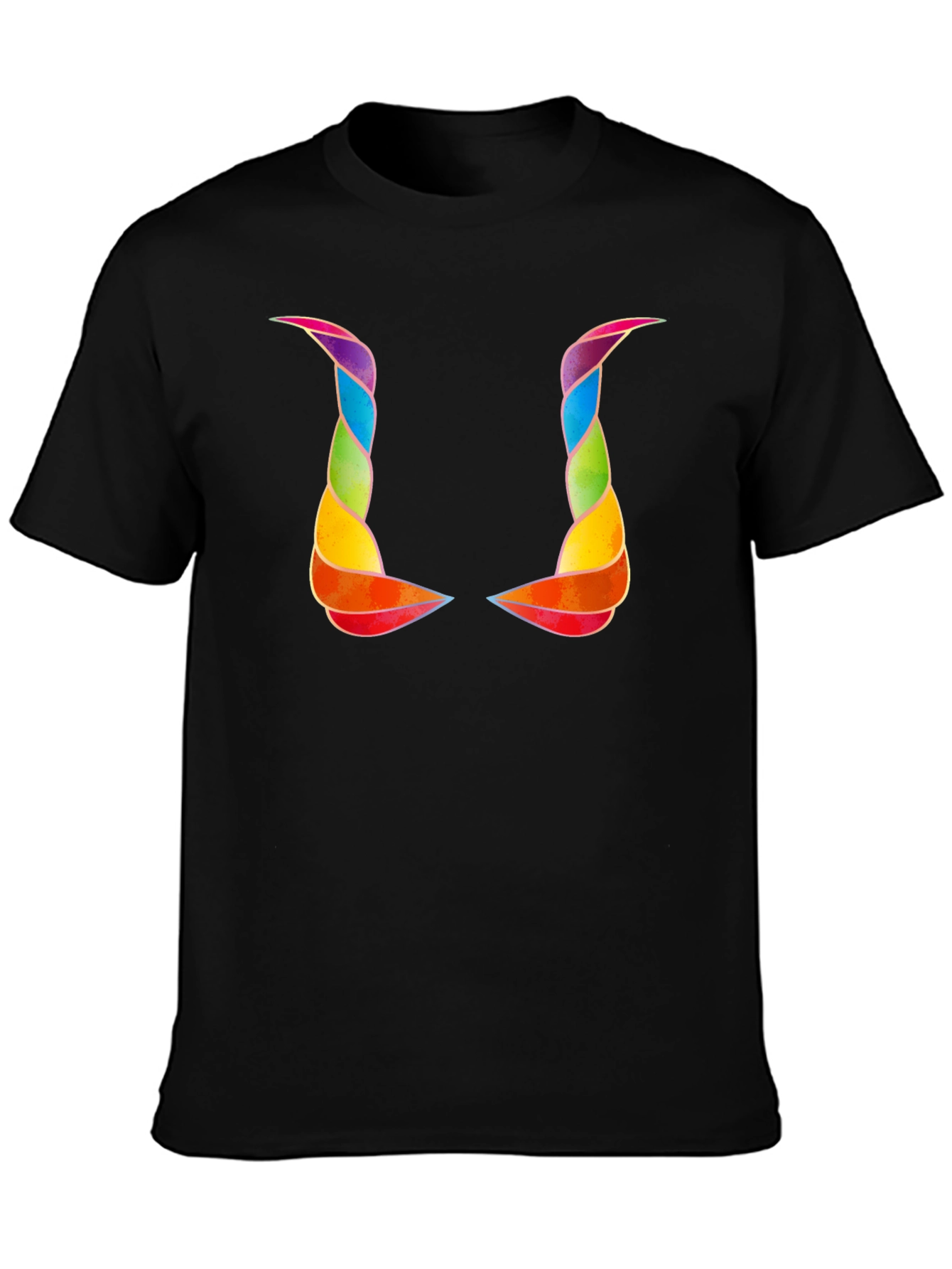 Rainbow Horns Graphic Black T-Shirt